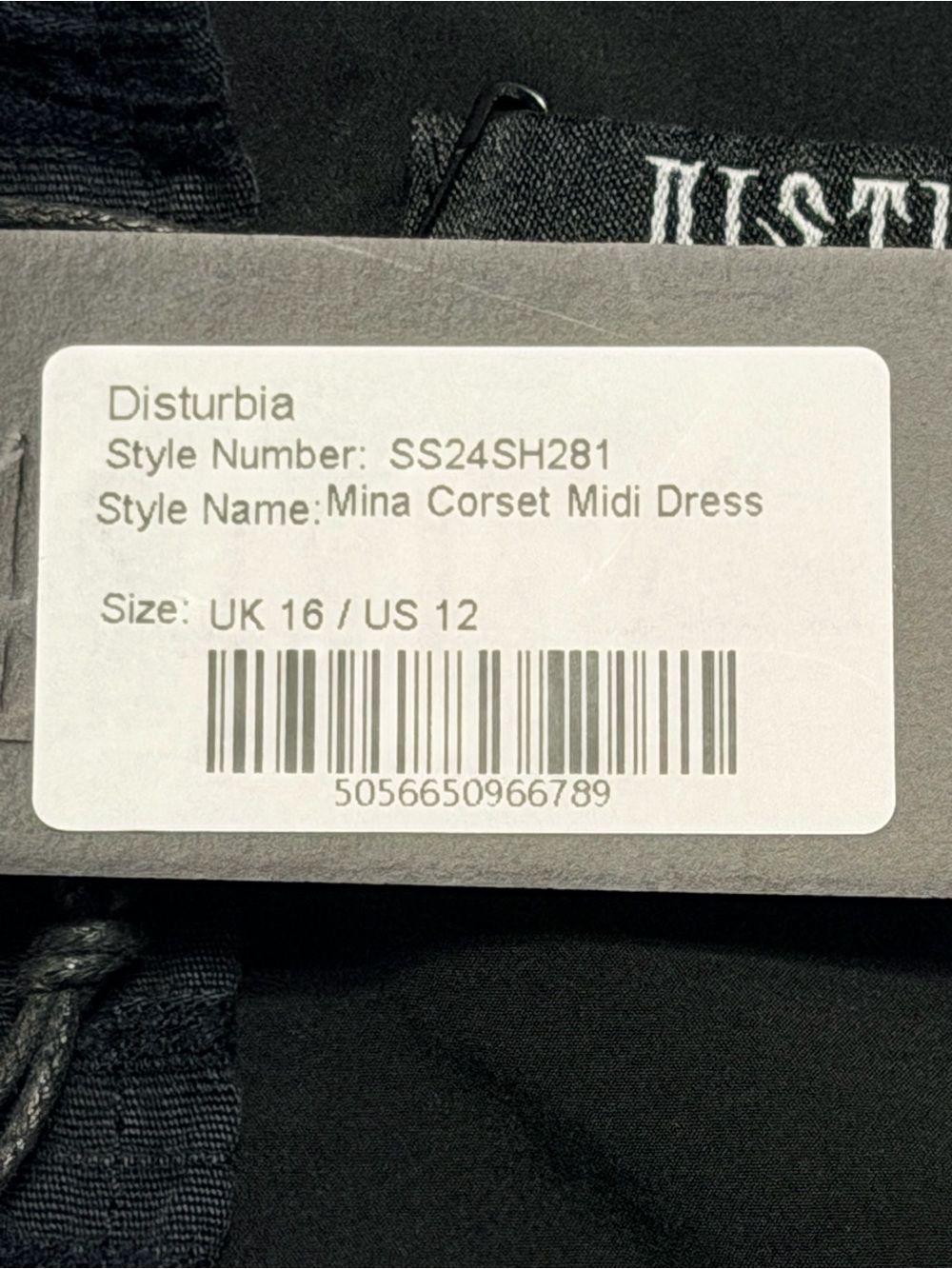 Disturbia Mina Corset Midi Dress Gothic Cottagecore Black US 12 / UK 16 NWT - Picture 9 of 12